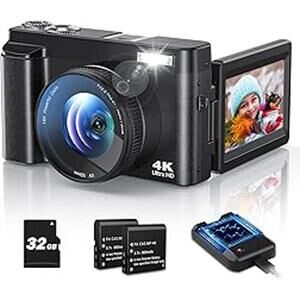 4K Digital Camera for Photography Autofocus, 48MP Vlogging Camera with Flash A